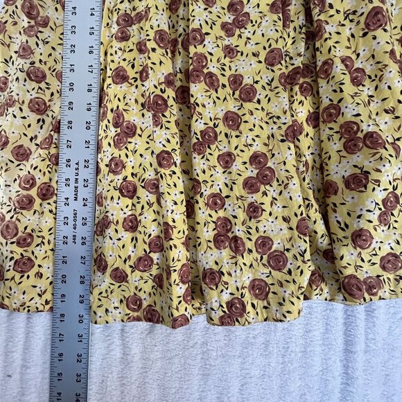 Plenty By Tracy Reese Women Size 4 Floral A-Line Midi Skirt Yellow Brown Pockets - Picture 9 of 9